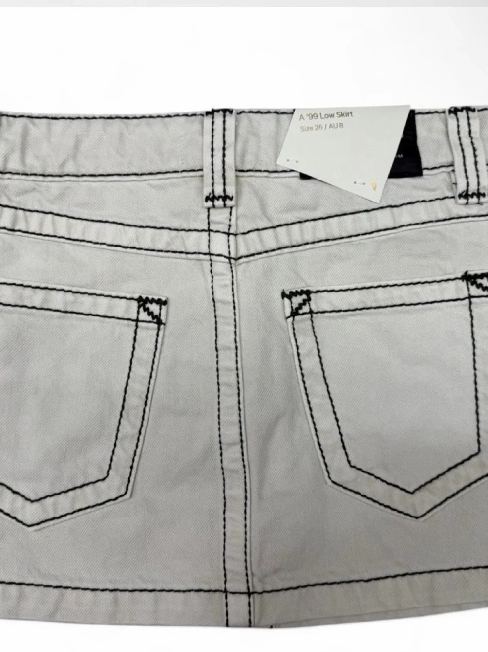Abrand Jeans 99 Low-Rise Denim Mini Skirt Size 26 NWT Cream Contrast Stitch